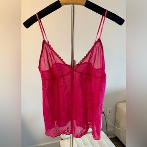 Magenta Baby Doll Sheer Embroidered Top Medium